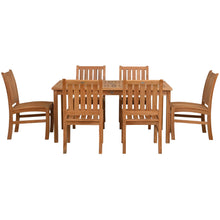 7 Piece Teak Wood Bistro Dining Set including 63" Rectangular Table with 6 Abaco Side Chairs