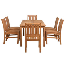 7 Piece Teak Wood Bistro Dining Set including 71" Rectangular Table with 6 Abaco Side Chairs