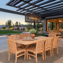 9 Piece Teak Wood Dining Set Including 87" Rectangular Cross Table with 8 Abaco Side Chairs