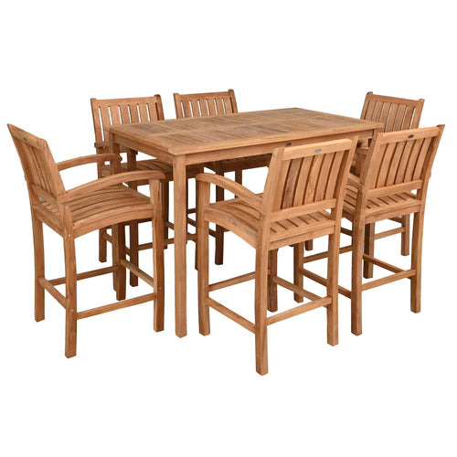 7 Piece Teak Wood Bistro Bar Set Including 63