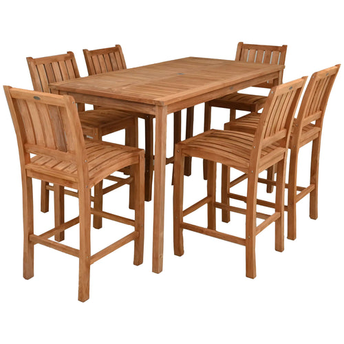 7 Piece Teak Wood Bistro Bar Set Including 71