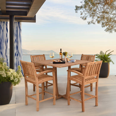 5 Piece Teak Wood Bistro Bar Set Including 35