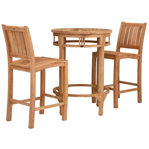 3 Piece Teak Wood Bistro Bar Set Including 32