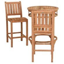 3 Piece Teak Wood Bistro Bar Set Including 32" Round Orleans Bar Table and 2 Abaco Barstools