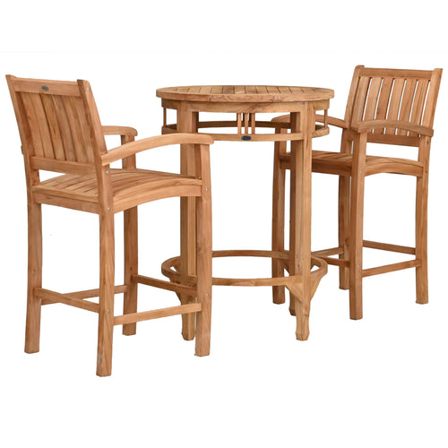 3 Piece Teak Wood Bistro Bar Set Including 32