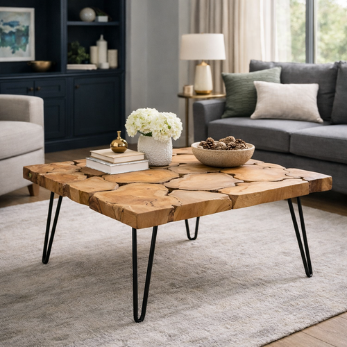 Rustic Recycled Teak Wood Ampyang Square Coffee Table