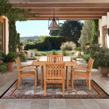 5 Piece Teak Wood Dining Set Including 56" Hatteras Rectangular Folding Table with 4 Abaco Arm Chairs