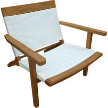 Teak Wood Barcelona Patio Lounge and Dining Chair, White - Chic Teak