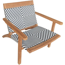 Teak Wood Paris Patio Lounge and Dining Chair, Black & White