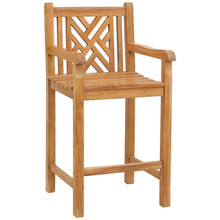 Teak Wood Chippendale Barstool with Arms