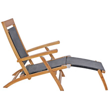 Teak Wood Narmada Outdoor Reclining Patio Steamer Chair - Black