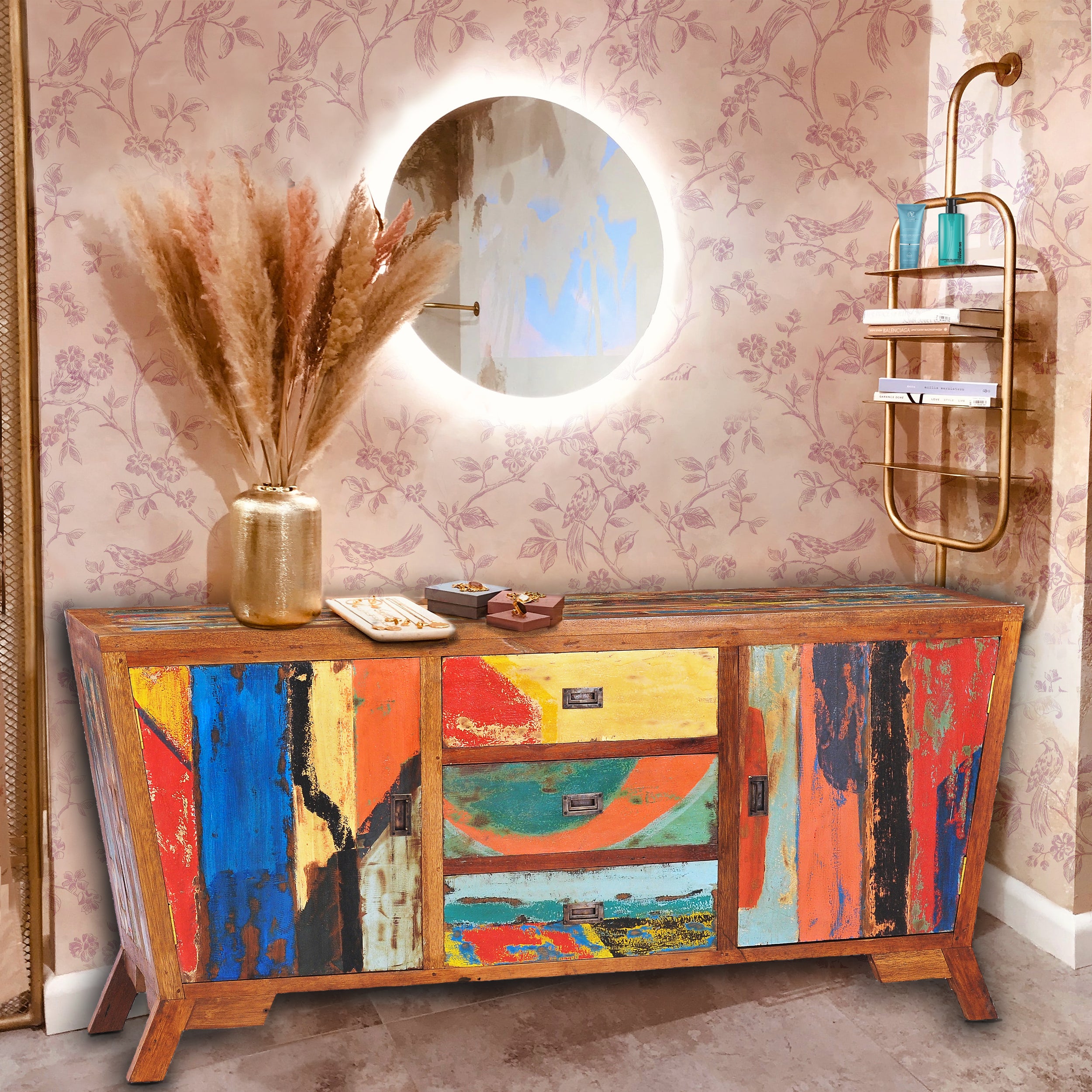 Pastel Painted Sideboard Made From Reclaimed Teak Pastel Painted Sideboard Made From Reclaimed Teak