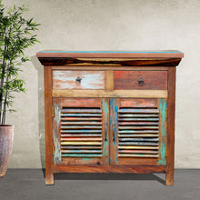 Chest with 2 Slatted Doors 2 Drawers made from Recycled Teak Wood Boats
