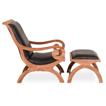 Teak Wood And Leather Bahama Lazy Chair With Ottoman