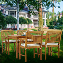 5 Piece Teak Wood Castle 55" Rectangular Small Bistro Dining Set with 4 Arm Chairs