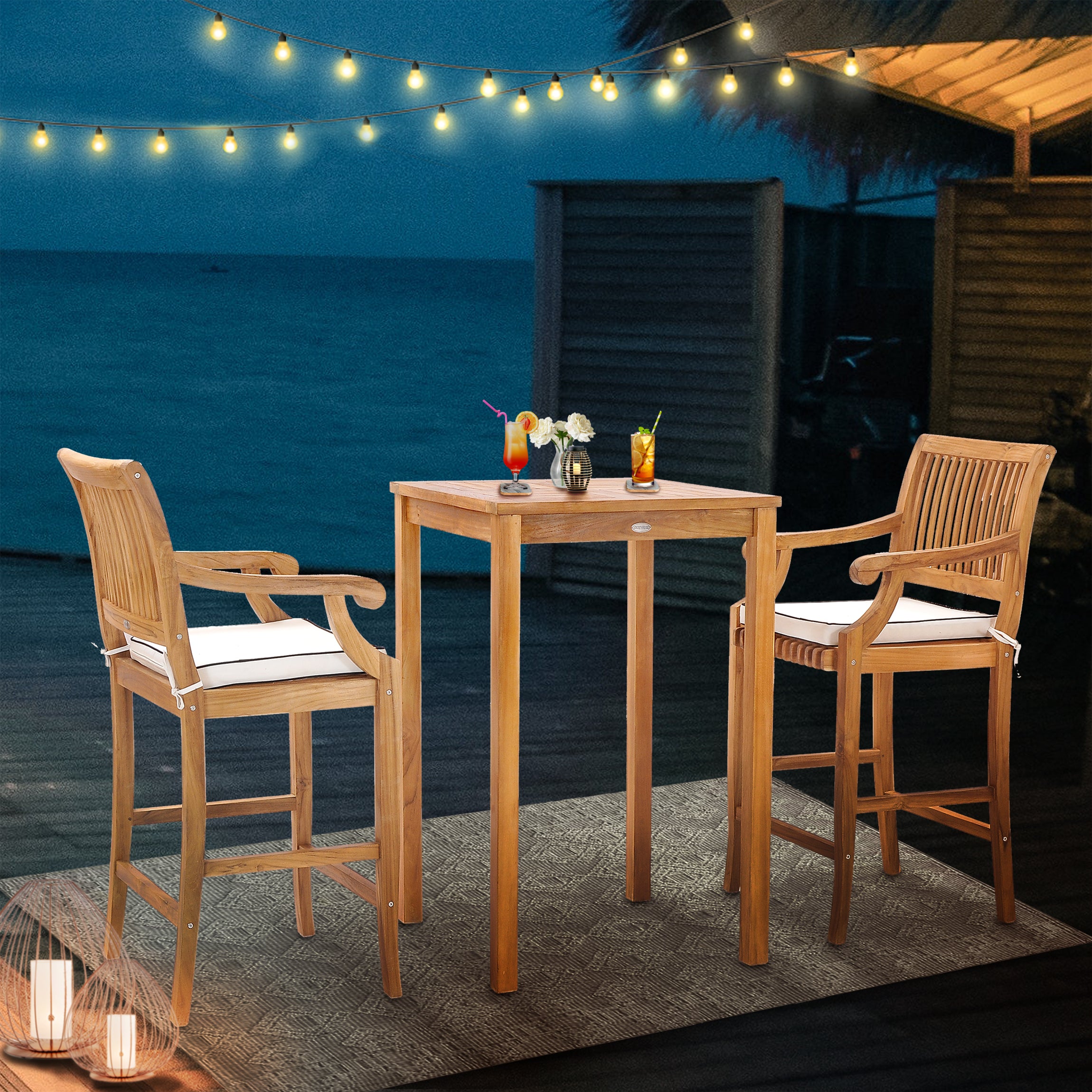 Chic Teak Patio Bar Dining Sets: Shop Now