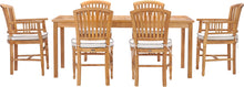 7 Piece Teak Wood Orleans 71" Patio Bistro Dining Set with 2 Arm Chairs & 4 Side Chairs