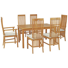 7 Piece Teak Wood West Palm 55" Patio Bistro Dining Set with 2 Arm Chairs and 4 Side Chairs