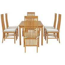 7 Piece Teak Wood West Palm 63" Patio Bistro Dining Set with 2 Arm Chairs and 4 Side Chairs