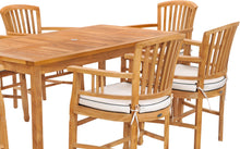 7 Piece Teak Wood Orleans 63" Patio Bistro Dining Set with 6 Side Chairs