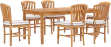 7 Piece Teak Wood Orleans 71" Patio Bistro Dining Set with 6 Side Chairs
