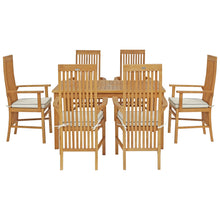 7 Piece Teak Wood West Palm 55" Bistro Dining Set with 6 Arm Chairs