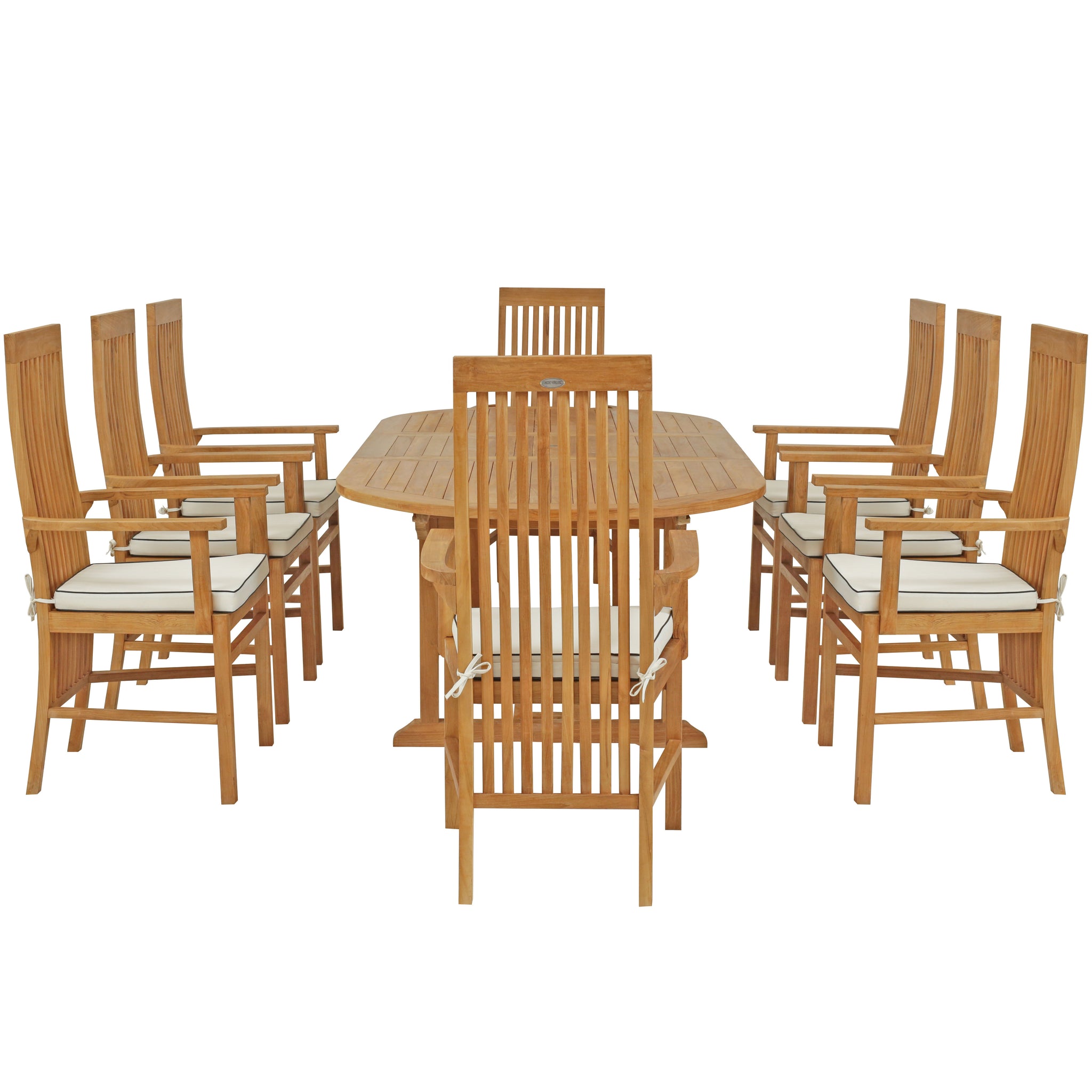 9 Piece Teak Wood West Palm Outdoor Patio Dining Set including Oval ...