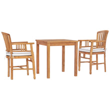 3 Piece Teak Wood Orleans Intimate Bistro Dining Set including 27" Square Table and 2 Arm Chairs