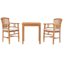 3 Piece Teak Wood Orleans Intimate Bistro Dining Set including 27" Square Table and 2 Arm Chairs