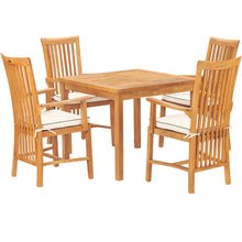 5 Piece Teak Wood Balero Patio Bistro Dining Set including 35" Table and 4 Arm Chairs