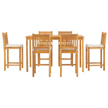 7 Piece Teak Wood Elzas 71" Rectangular Bistro Bar Set including 6 Bar Chairs