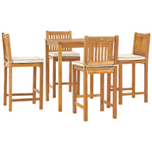 5 Piece Teak Wood Elzas Bistro Bar Set including 35" Square Table and 4 Barstools