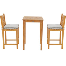 3 Piece Teak Wood Chippendale Intimate Bistro Bar Set with 27" Table and 2 Barstools