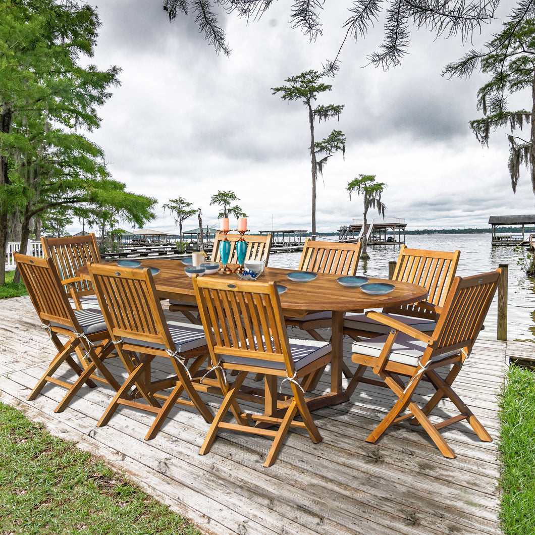 thumbnail image 2 of Outdoor Wooden Patio Dining Table & Bench Set - 68" Teak-Style Furniture For Garden 2 of 5
