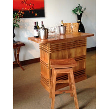 Teak Wood Vessel Barstool with Swivel Seat, 30 inch