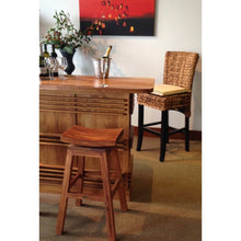 Teak Wood Vessel Barstool with Swivel Seat, 30 inch