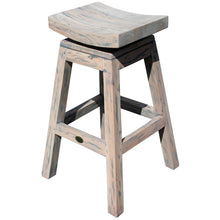 Rustic Teak Wood Vessel Barstool with Swivel Seat - Chic Teak