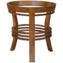 Teak Wood Half Moon Dining Table with 47" Round Glass Top