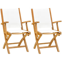 Teak Wood Miami Folding Arm Chair, White (set of 2)
