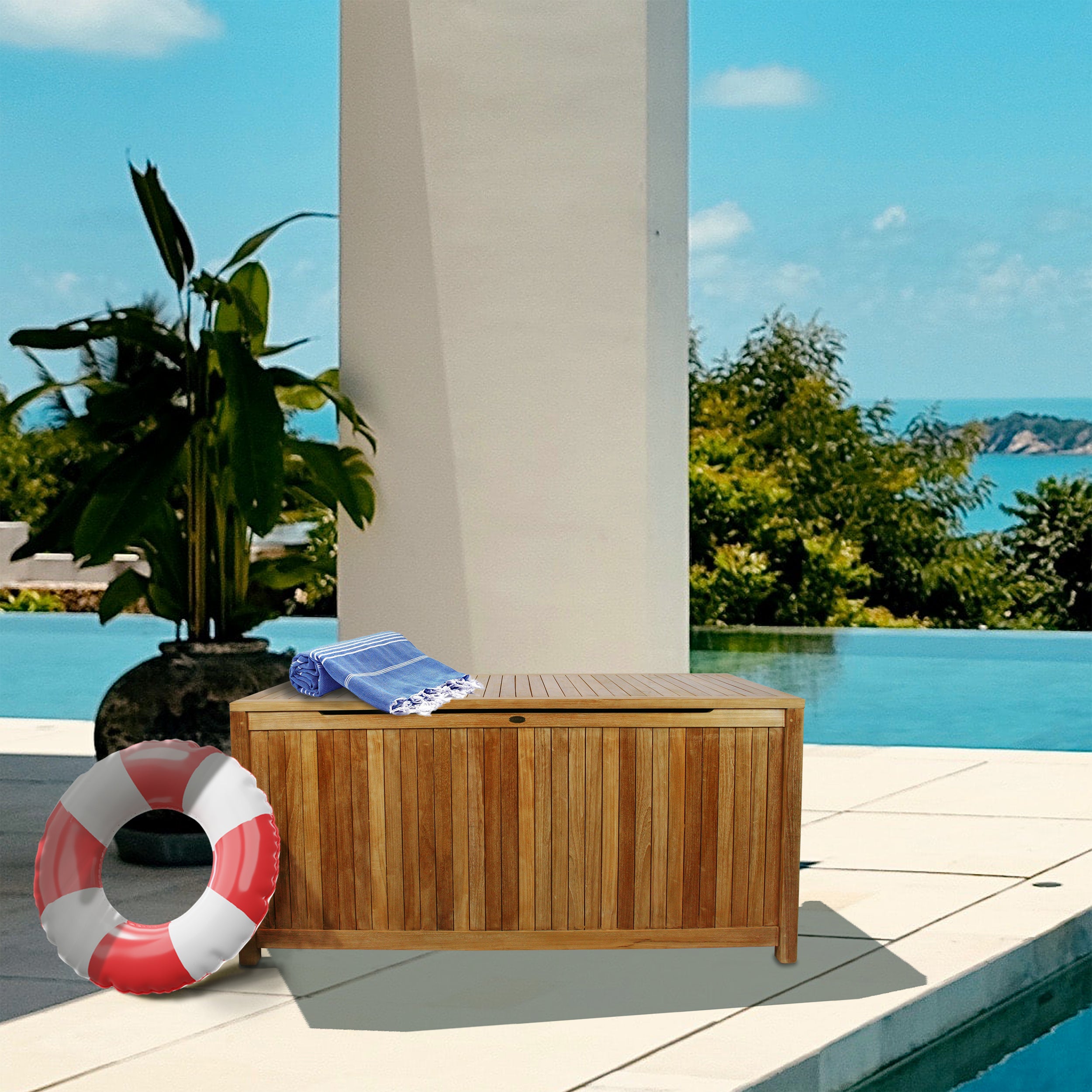 Shop Teak Wood Patio Storage Pool Boxes by Chic Teak Canada