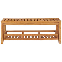 Teak Wood Bahama Patio Bench with Shelf, 47 inch
