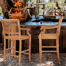 Teak Wood Castle Barstool with Arms