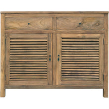 Recycled Teak Wood Louvre Cabinet with 2 Doors & 2 Drawers