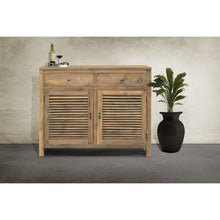 Recycled Teak Wood Louvre Cabinet with 2 Doors & 2 Drawers