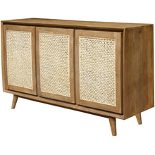 Recycled Teak Wood West Indies Cane Chest with 3 Doors
