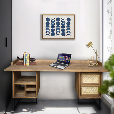 Recycled Teak Wood West Indies Rattan Writing Desk