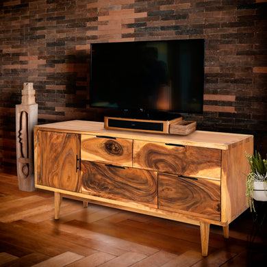 Italica Live Edge Suar Wood Cabinet/Dresser with 1 door/4 drawers