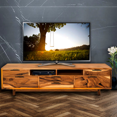 Rimini Live Edge Suar Wood Cabinet with 6 drawers