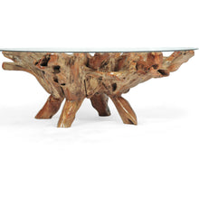 Teak Wood Root Coffee Table Including 55 Inch Round Glass Top
