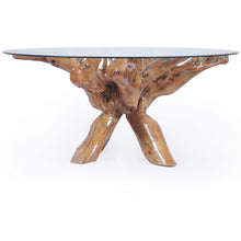 Teak Wood Root Dining Table Including 55 Inch Round Glass Top